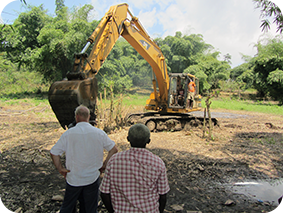 Excavation works large catfish farm
